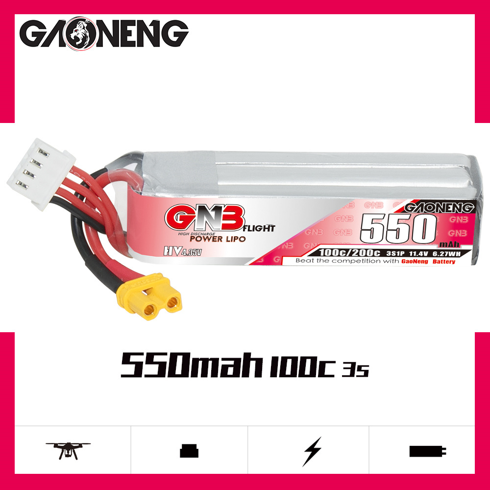GNB HV 11.4V 550mAh 100C/200C  - đánh giá và giá Fpv Racing Quadcopter