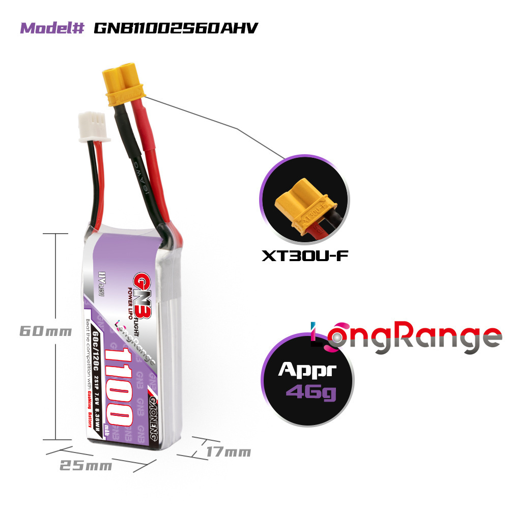 GNB 1100mAh 2S 3S 4S 6S 60C/12 - đánh giá và giá Fpv Racing Quadcopter