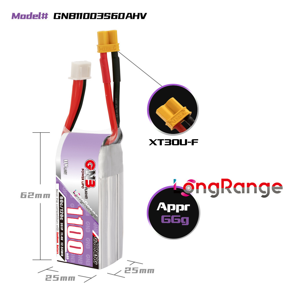 GNB 1100mAh 2S 3S 4S 6S 60C/12 - đánh giá và giá Fpv Racing Quadcopter